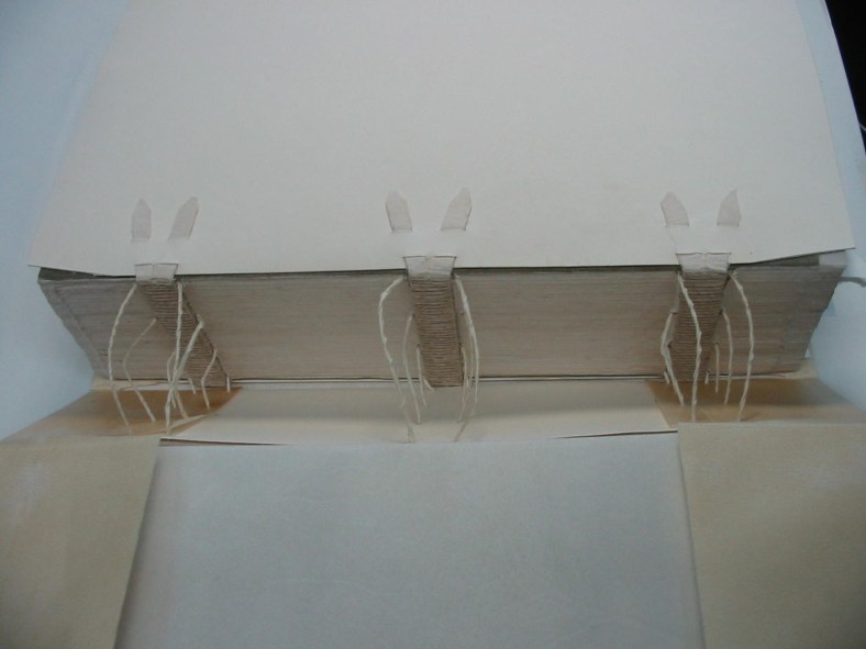 Fig. 11 SKCS 018 after treatment – tackets being laced through turn-ins, spine card and the spine cover