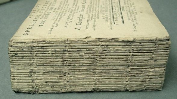 Fig 1.6 – Condition of spine folds after removal of spine leather.