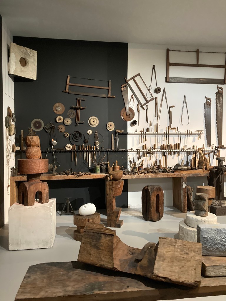 Inside Brancusi's studio with sculptures and tools