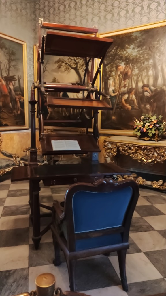 Front view of book wheel at Naples Royal Palace