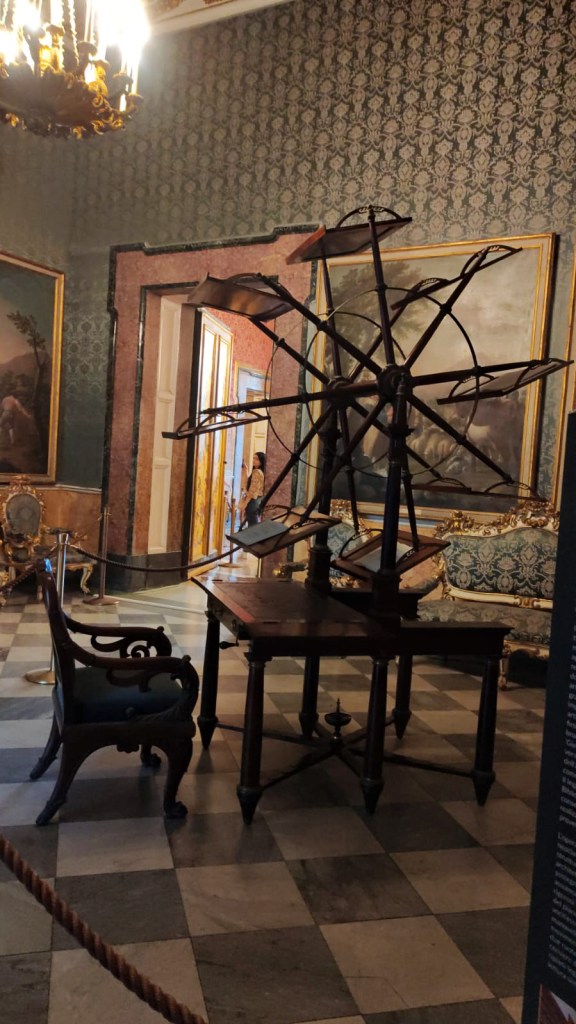 Side view of book wheel at Naples Royal Palace