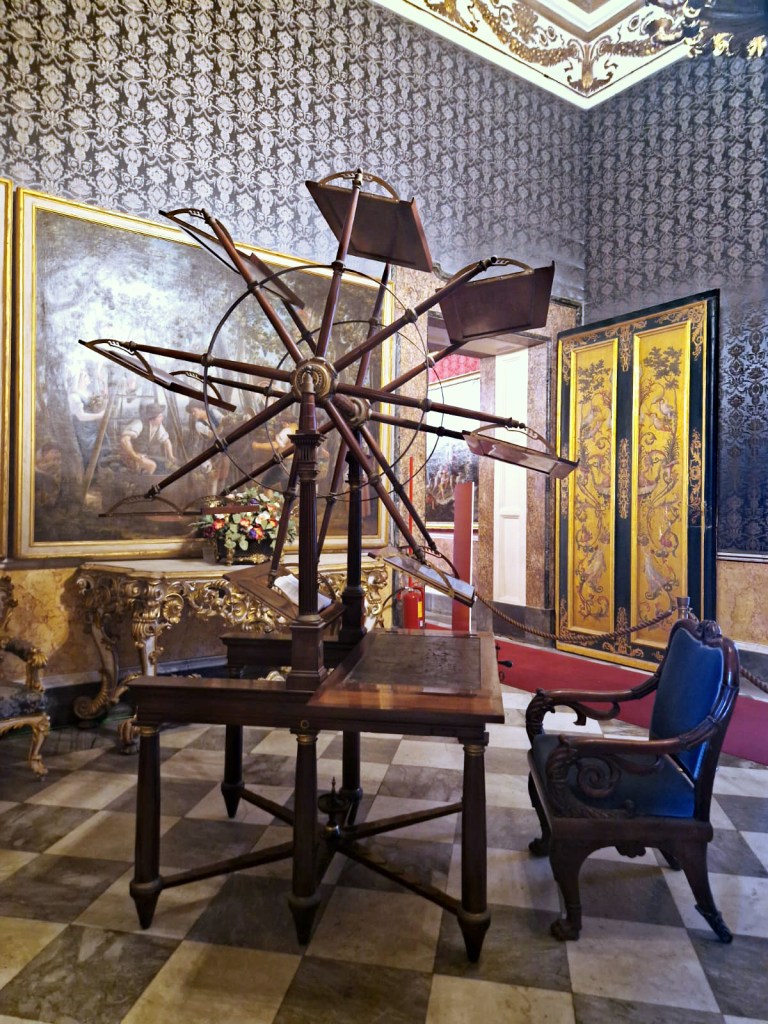 Book wheel in the Sala Leggio at the Royal Palace of Naples
